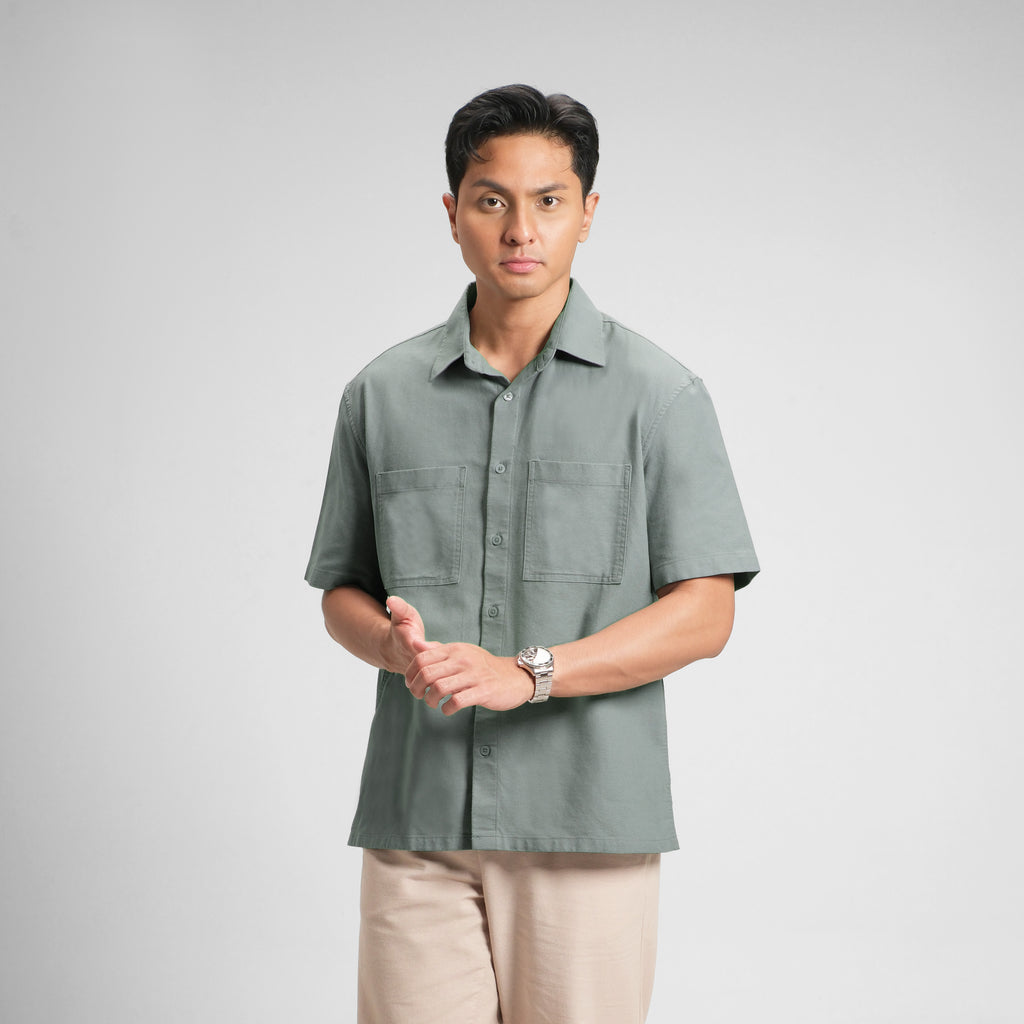 CUTOFF Tyler Oversized Basic Shirt Rami Kemeja Pria Polos Lengan Pendek