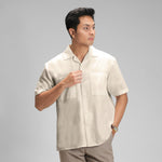 CUTOFF Massimo Kemeja Open Collar Cuban Camp Bowling Shirt Oversized Linen Premium