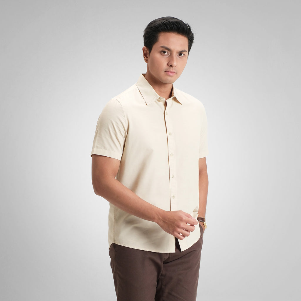 CUTOFF Lorenzo Basic Shirt Linen Premium Kemeja Pria Polos Lengan Pendek