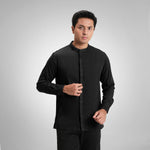 CUTOFF Kamran Oxford Bordir Collarless Shirt Kemeja Koko Pria Lengan Panjang