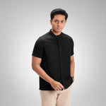 CUTOFF Razqi Rami Collarless Shirt Kemeja Koko Pria Lengan Pendek