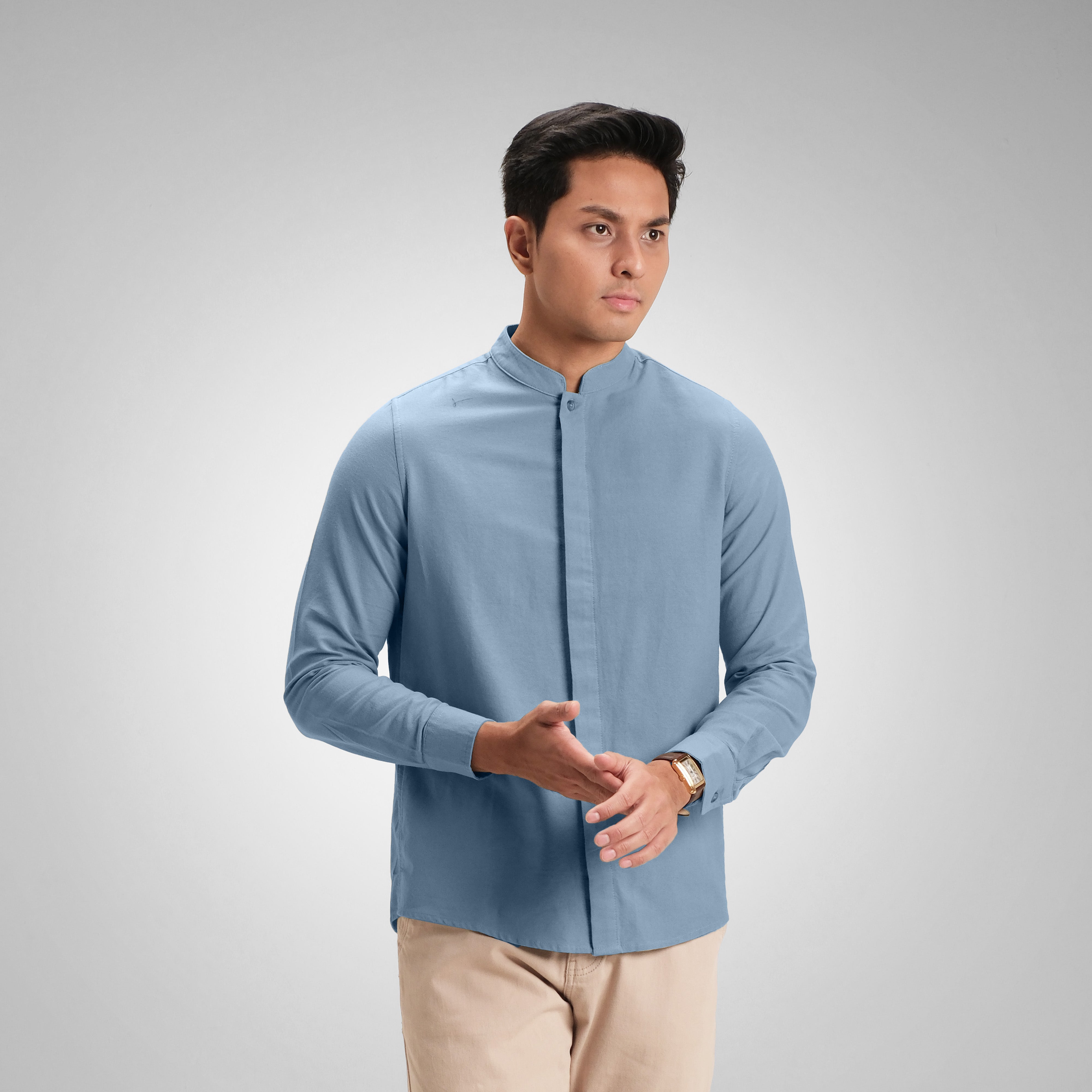 CUTOFF Ayden Rami Collarless Shirt Kemeja Koko Pria Lengan Panjang