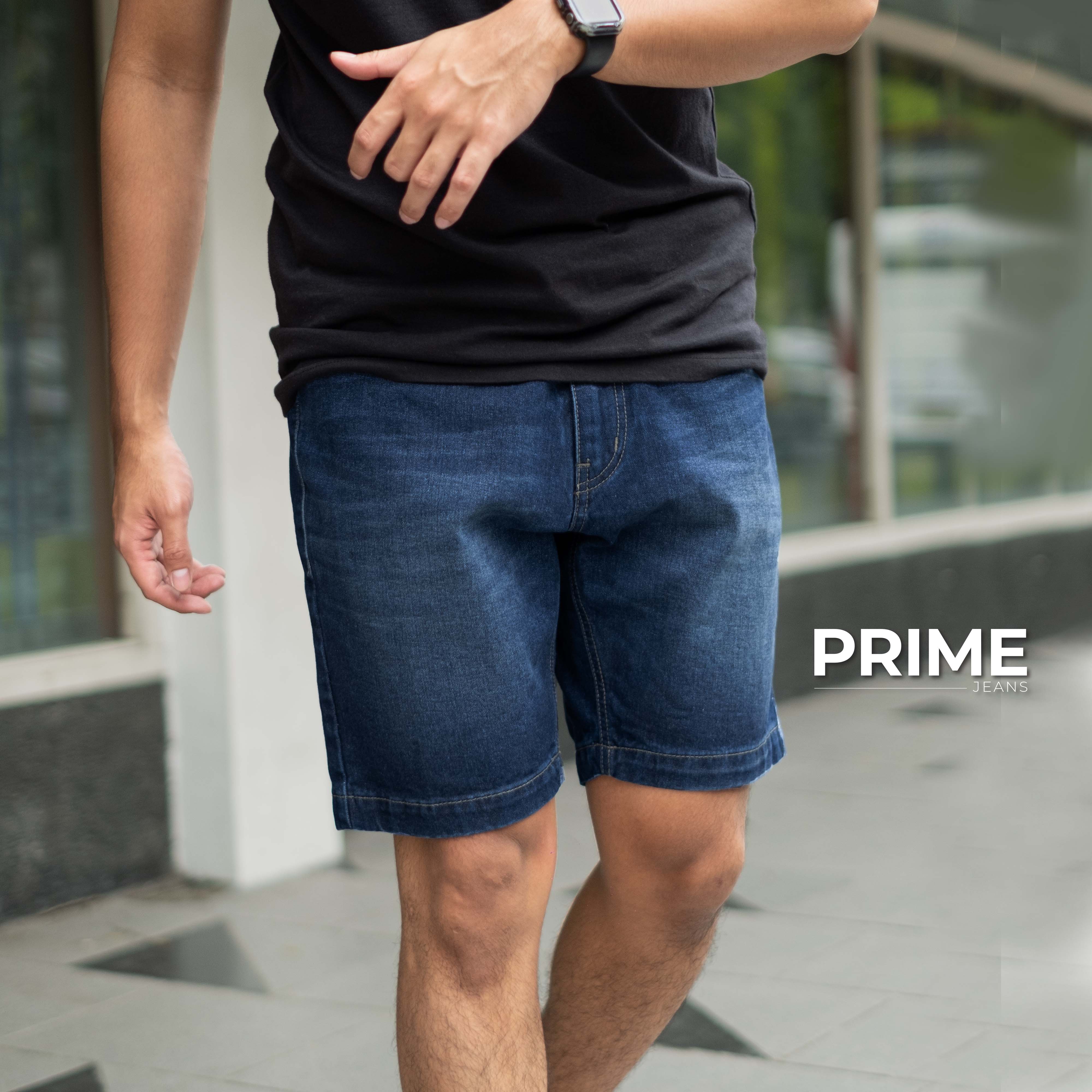 Prime Celana Jeans Denim Pria Regular Fit Short Pants