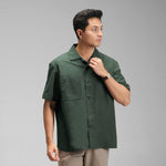 CUTOFF Massimo Kemeja Open Collar Cuban Camp Bowling Shirt Oversized Linen Premium