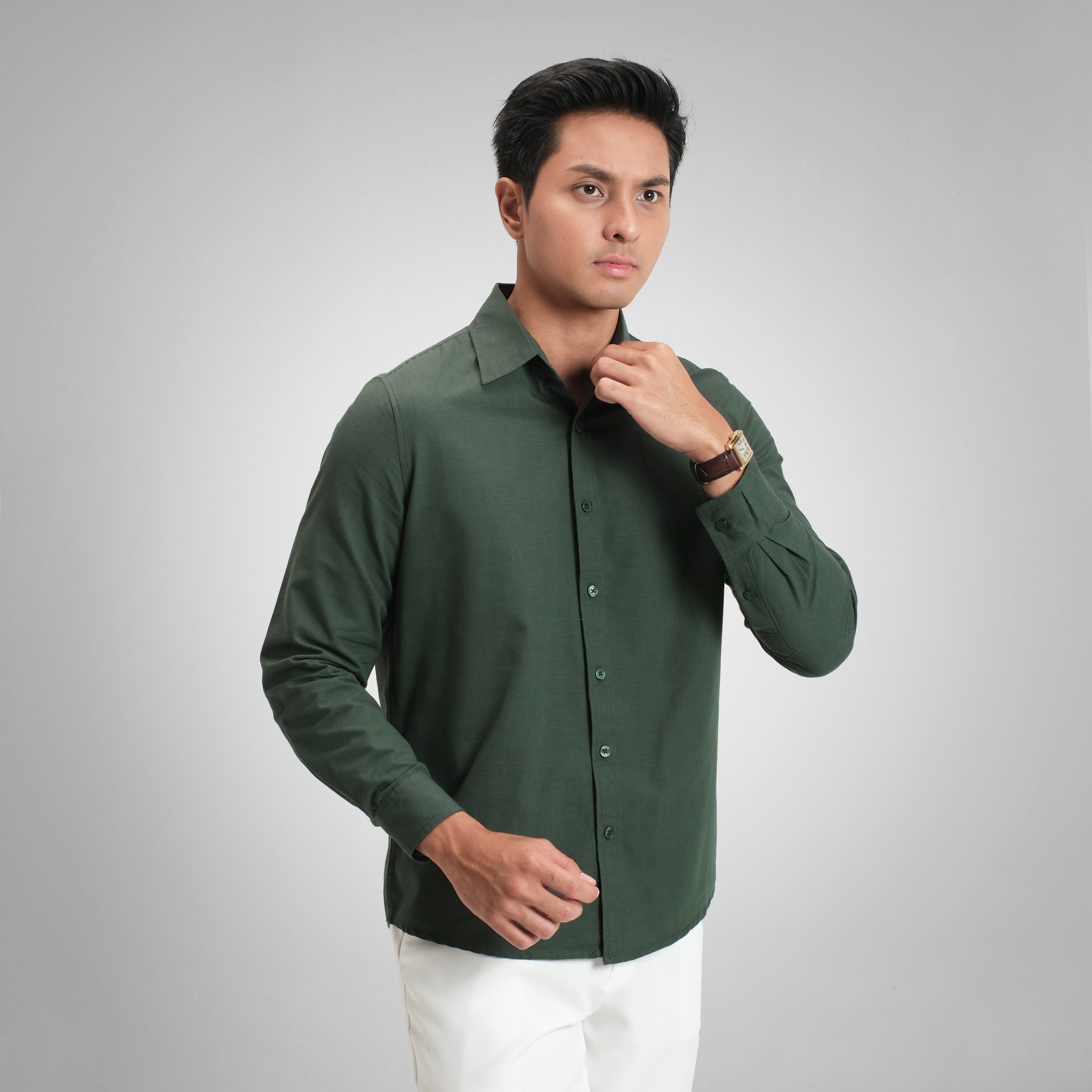 CUTOFF Lorenzo Basic Shirt Linen Premium Kemeja Pria Polos Lengan Panjang