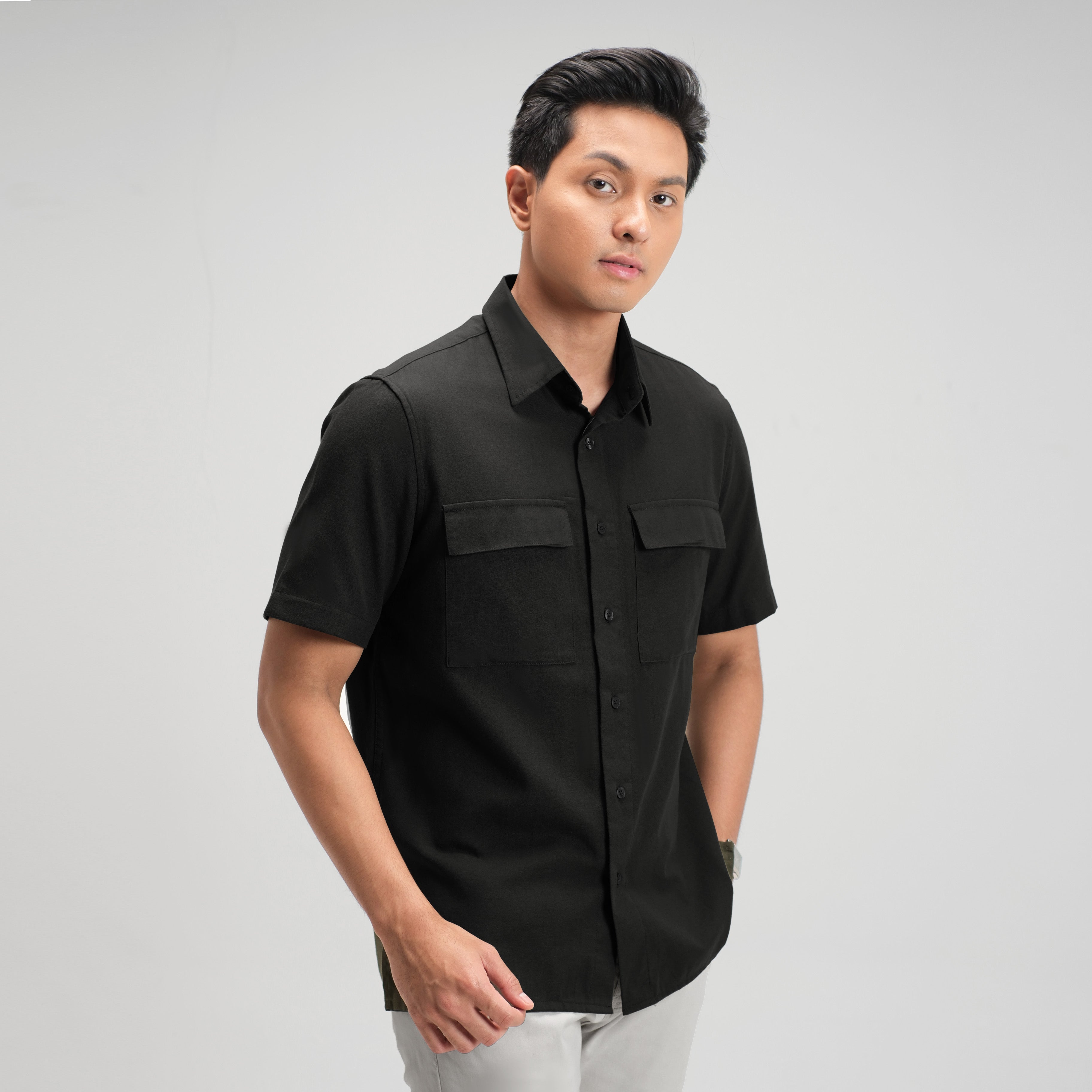 CUTOFF Hudson Double Pocket Workshirt Kemeja Kerja Oxford Polos Pria Pendek