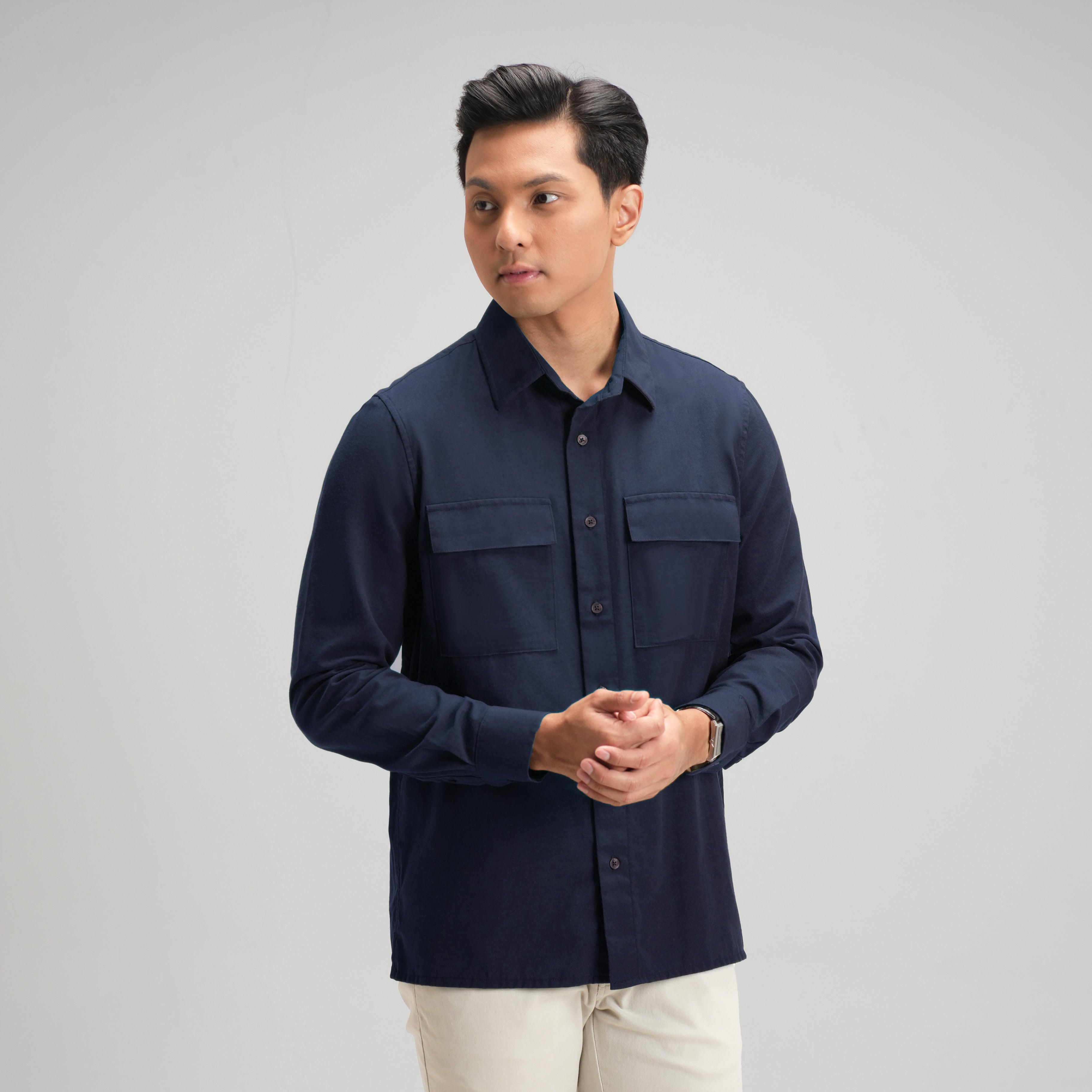 CUTOFF Hudson Double Pocket Workshirt Kemeja Kerja Oxford Polos Pria Panjang