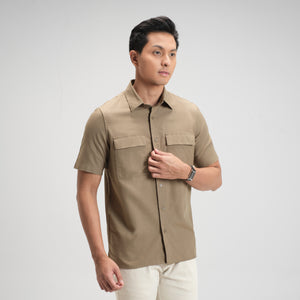 CUTOFF Hudson Double Pocket Workshirt Kemeja Kerja Oxford Polos Pria Pendek