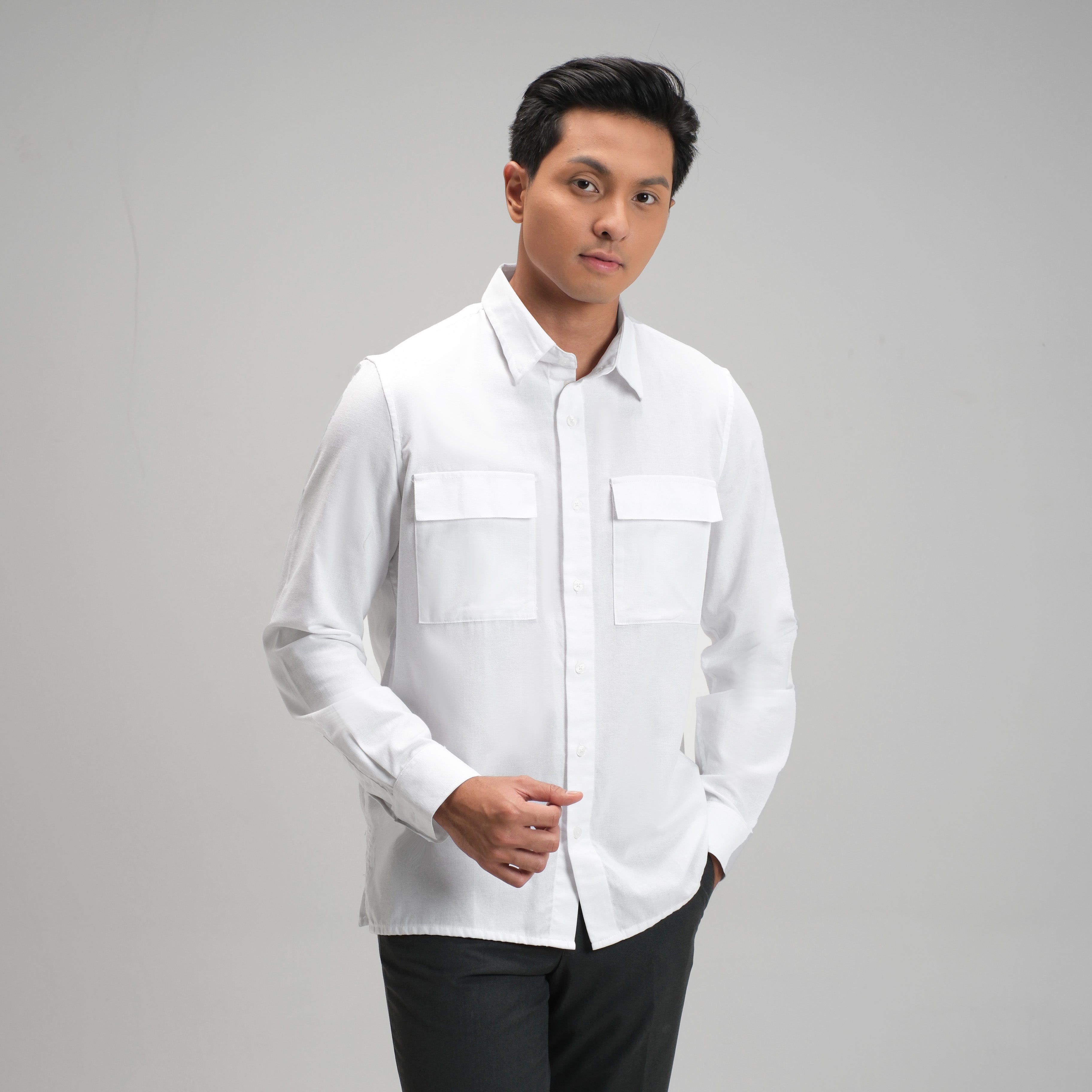 CUTOFF Hudson Double Pocket Workshirt Kemeja Kerja Oxford Polos Pria Panjang