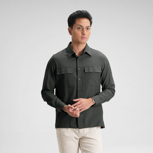 CUTOFF Hudson Double Pocket Workshirt Kemeja Kerja Oxford Polos Pria Panjang