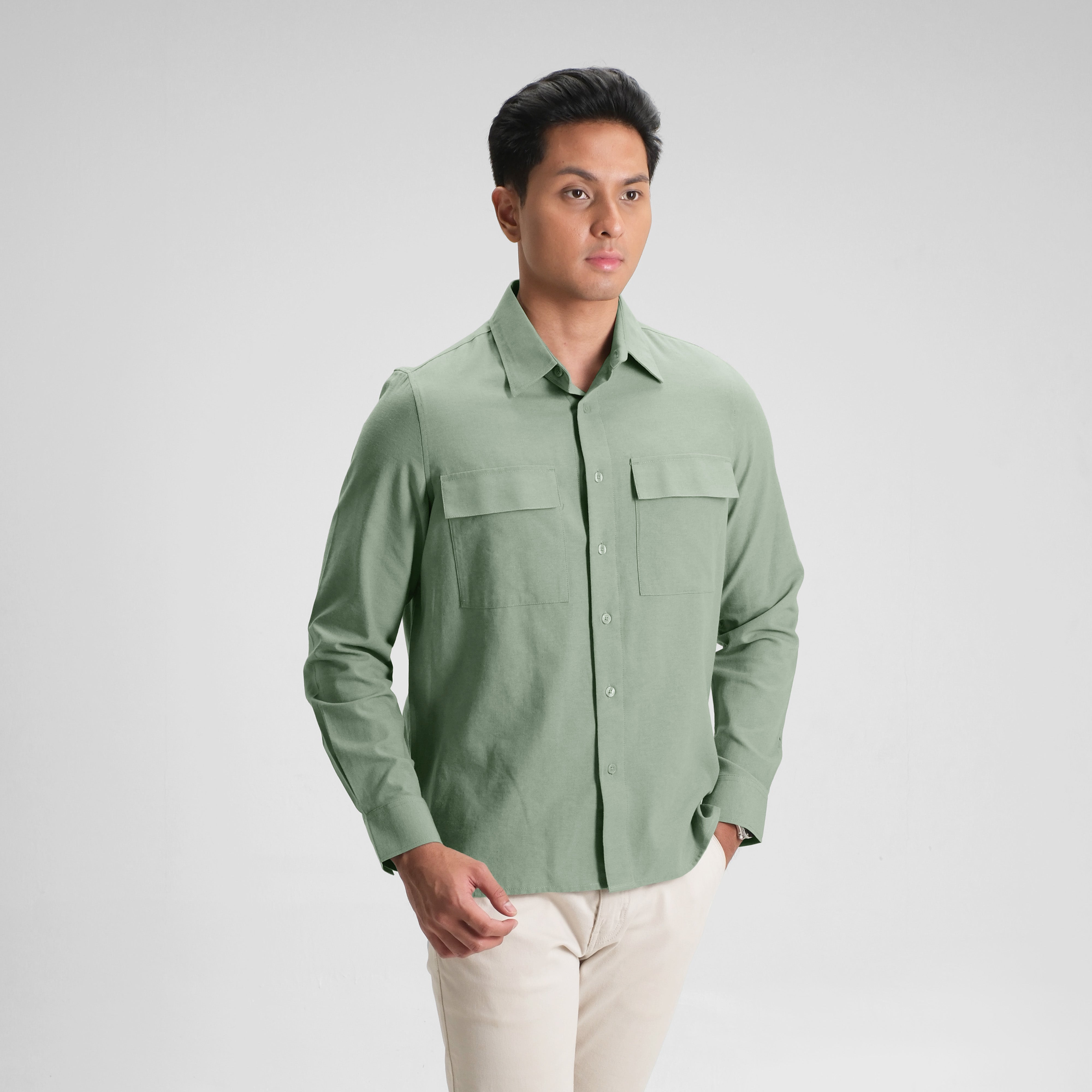 CUTOFF Hudson Double Pocket Workshirt Kemeja Kerja Oxford Polos Pria Panjang