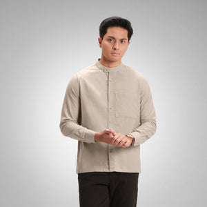 CUTOFF Razqi Rami Collarless Shirt Kemeja Koko Pria Lengan Panjang
