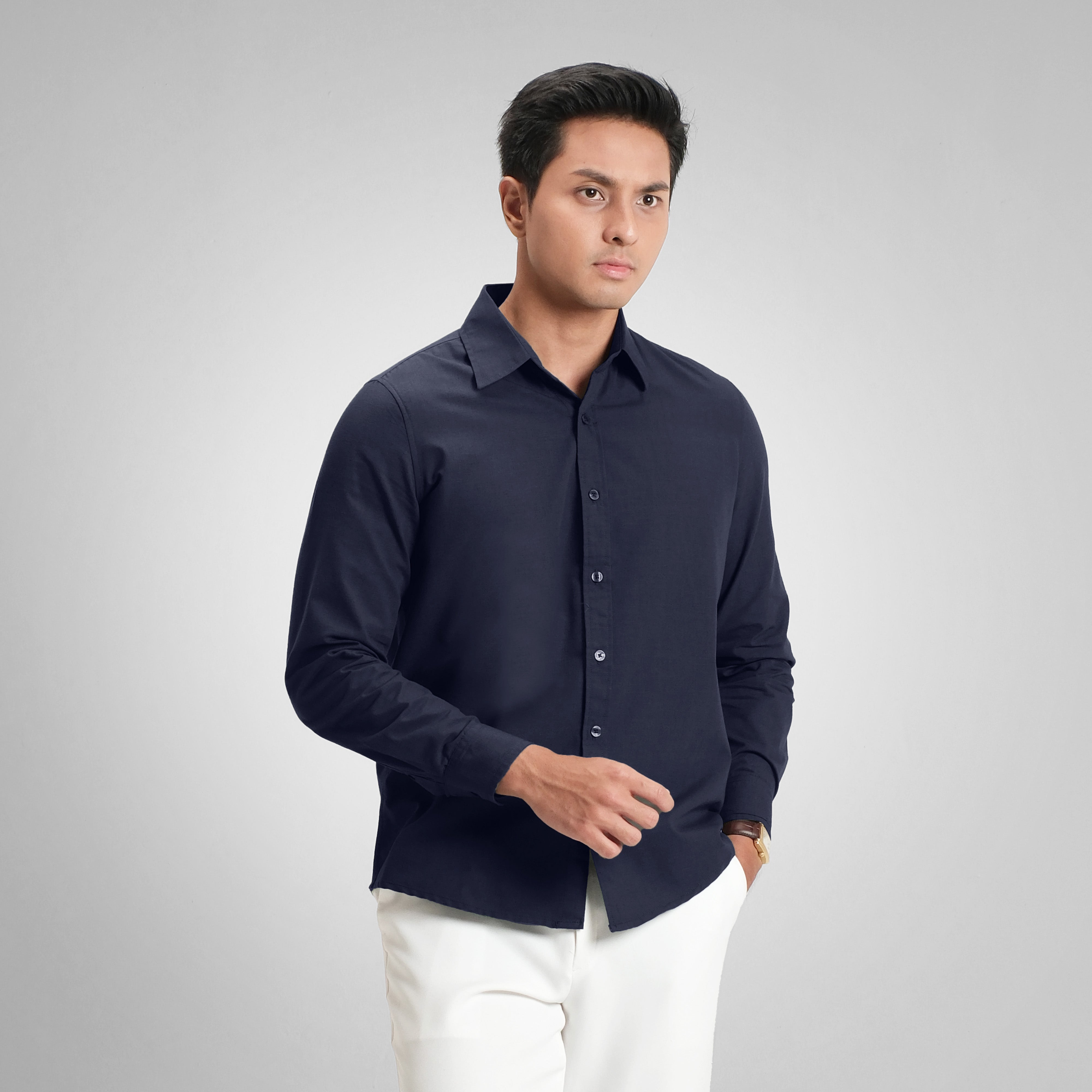 CUTOFF Lorenzo Basic Shirt Linen Premium Kemeja Pria Polos Lengan Panjang