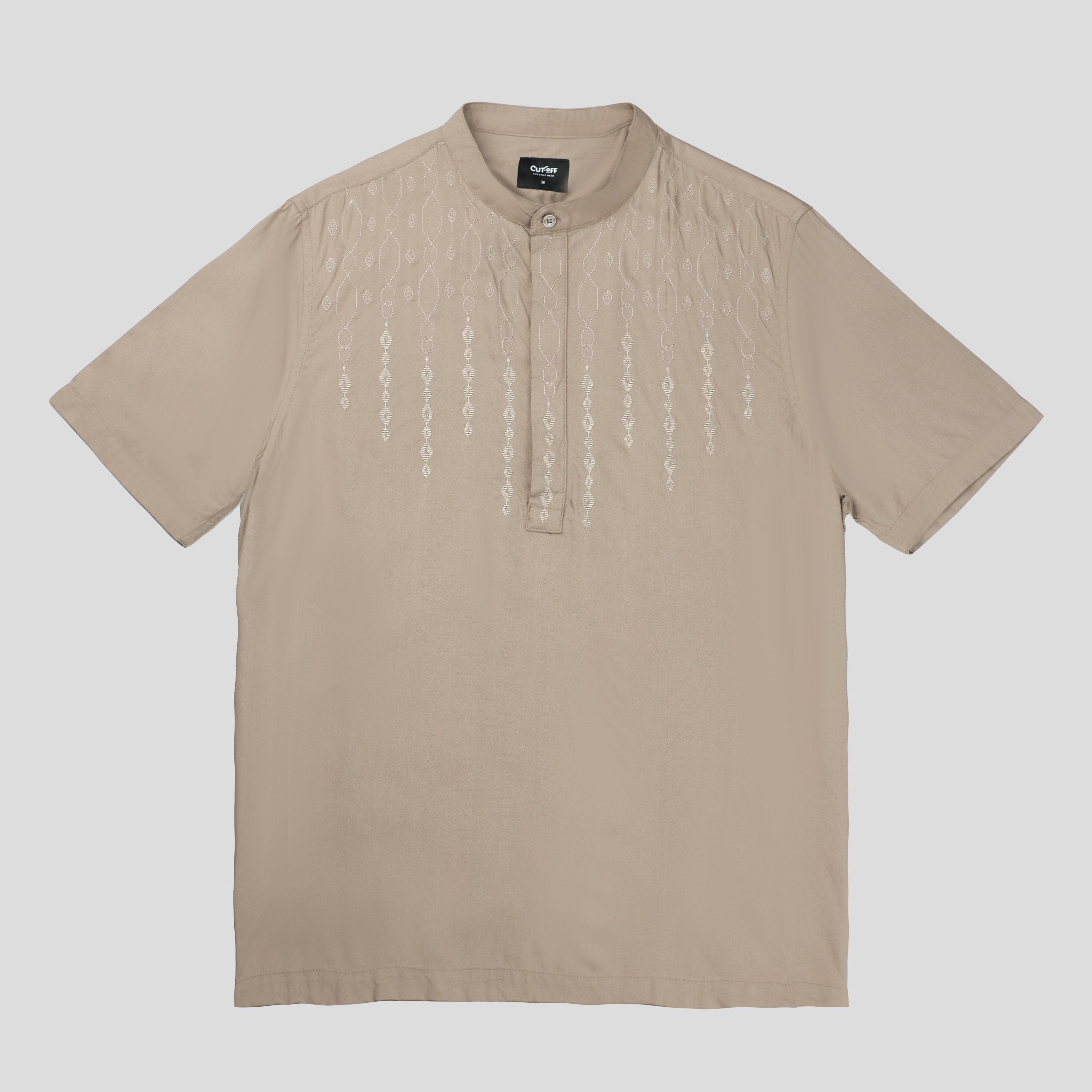 CUTOFF Rashad Kemeja Koko Cotton Rayon Kasual Bordir Basic Polos Pria Lengan Pendek