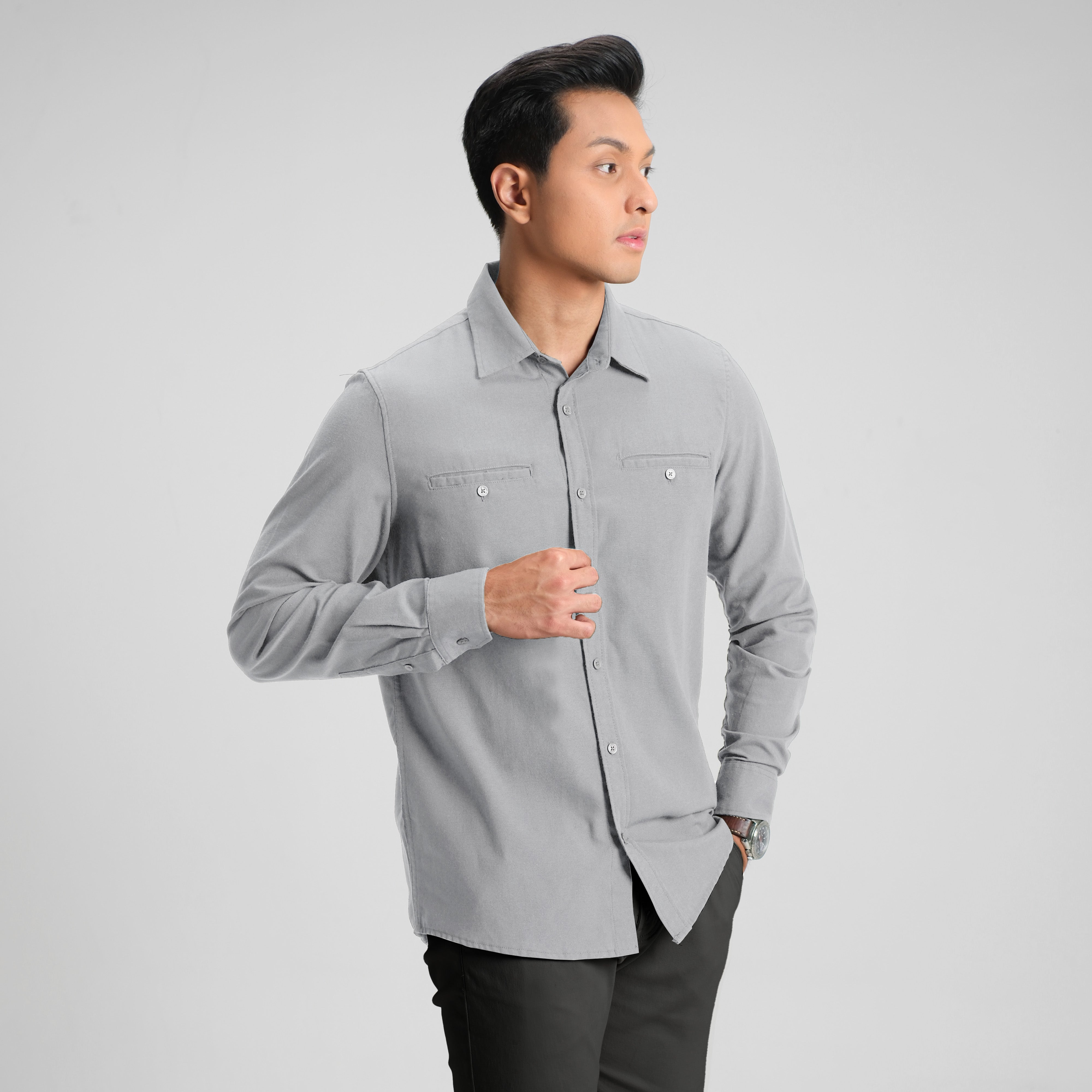 CUTOFF Parker Double Pocket Workshirt Kemeja Kerja Oxford Polos Pria Panjang