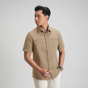 CUTOFF Parker Double Pocket Workshirt Kemeja Kerja Oxford Polos Pria Pendek