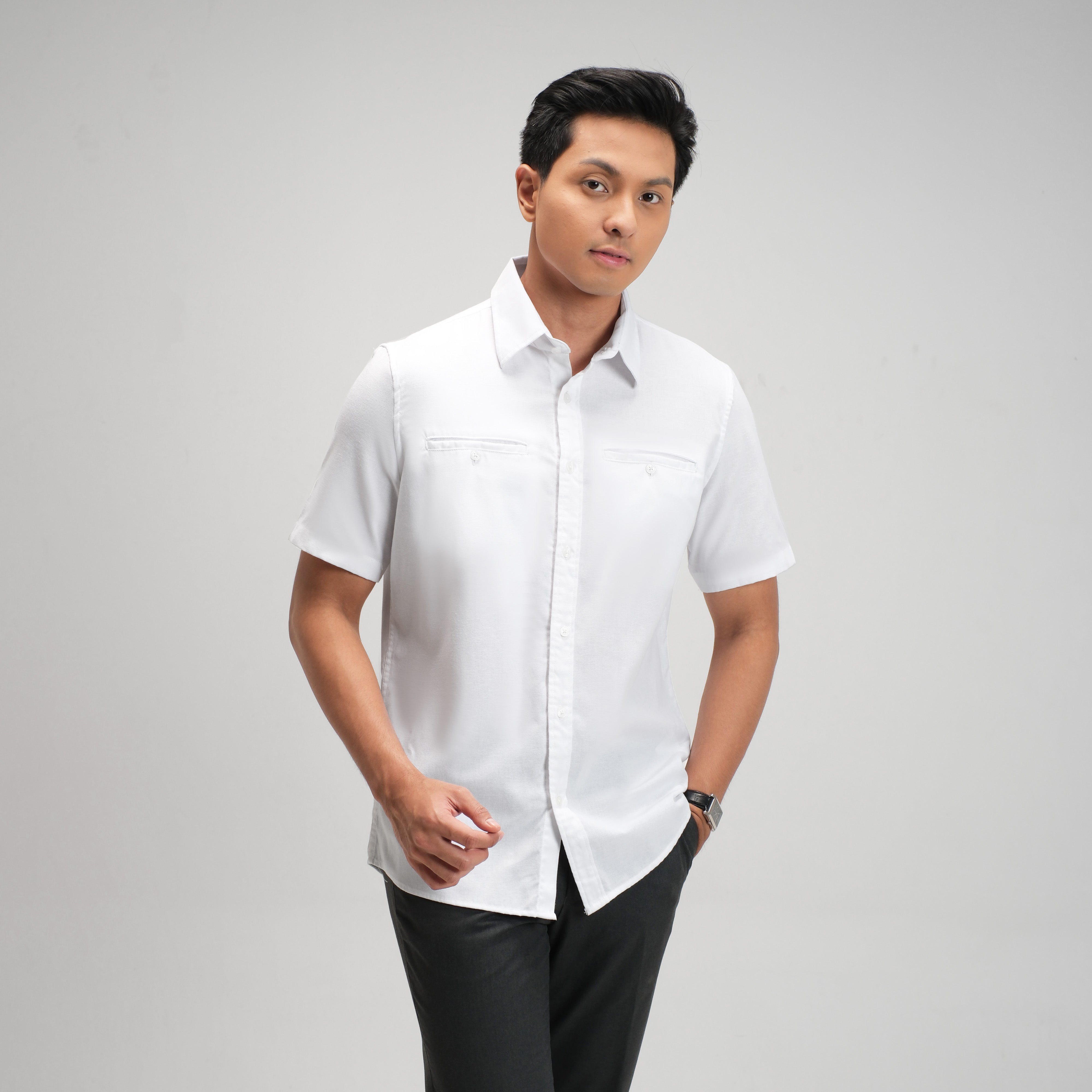 CUTOFF Parker Double Pocket Workshirt Kemeja Kerja Oxford Polos Pria Pendek