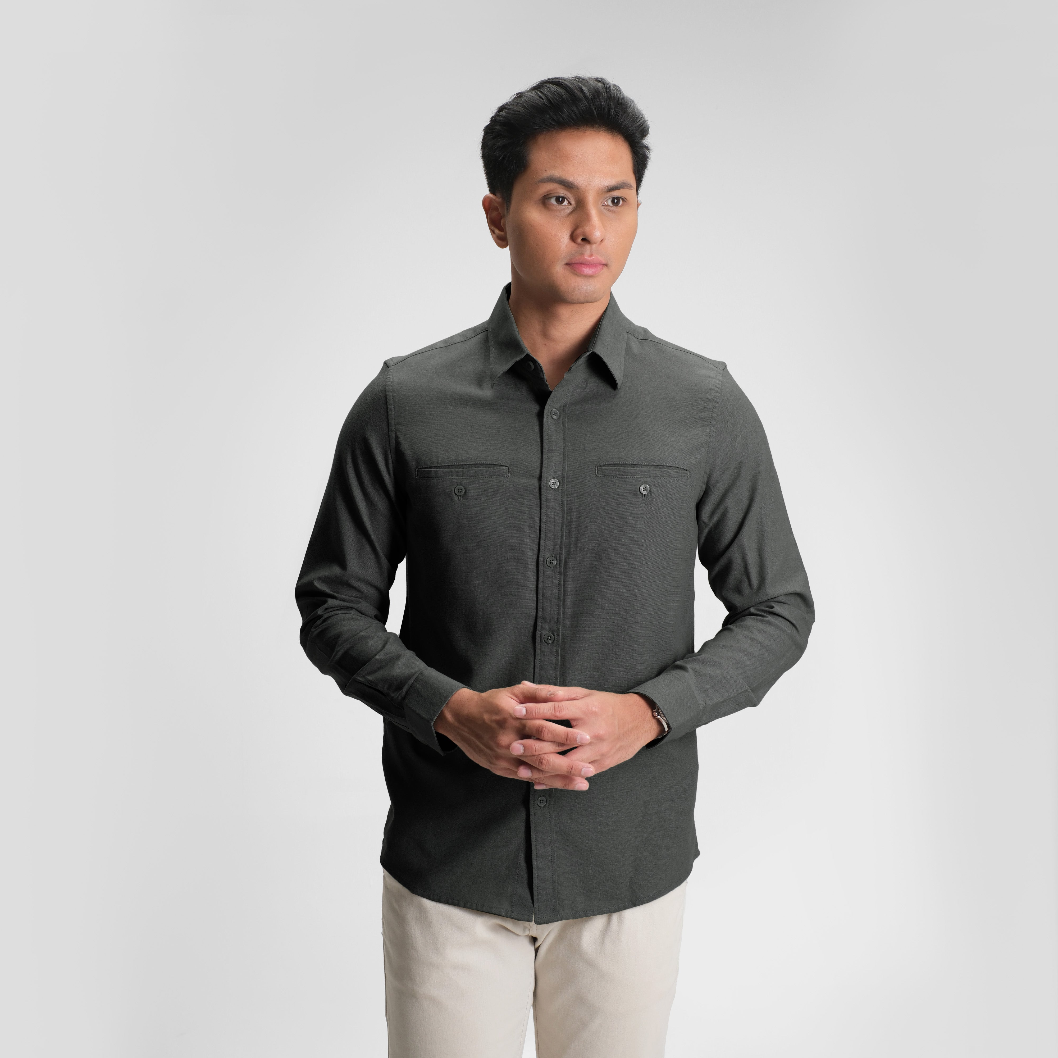 CUTOFF Parker Double Pocket Workshirt Kemeja Kerja Oxford Polos Pria Panjang