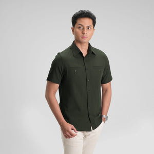 CUTOFF Parker Double Pocket Workshirt Kemeja Kerja Oxford Polos Pria Pendek