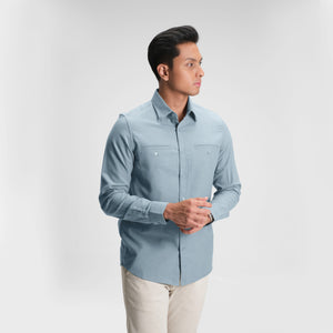 CUTOFF Parker Double Pocket Workshirt Kemeja Kerja Oxford Polos Pria Panjang