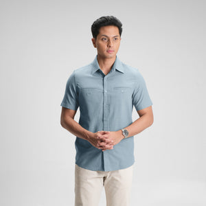 CUTOFF Parker Double Pocket Workshirt Kemeja Kerja Oxford Polos Pria Pendek