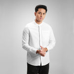 CUTOFF Hussein Dobby Bordir Collarless Shirt Kemeja Koko Pria Motif Lengan Panjang